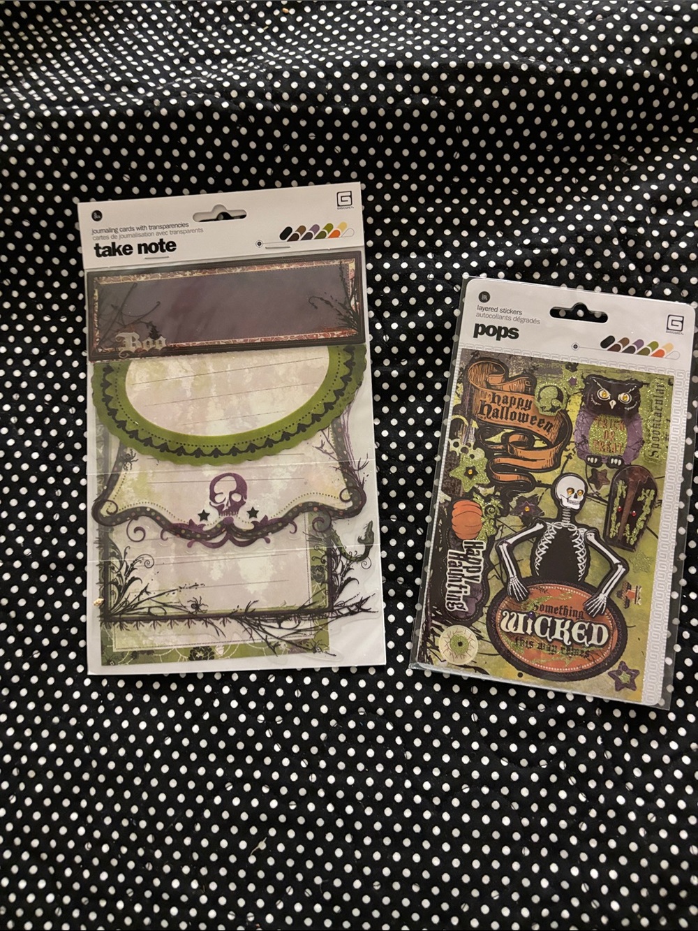 Halloween Themed Journaling Cards and pops Sticker Pack - Green & Black
